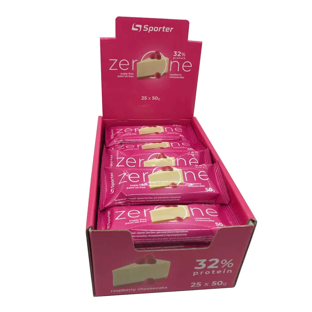 Батончик Zero One, 25*50 грам Малиновий чізкейк Sporter fit0018259