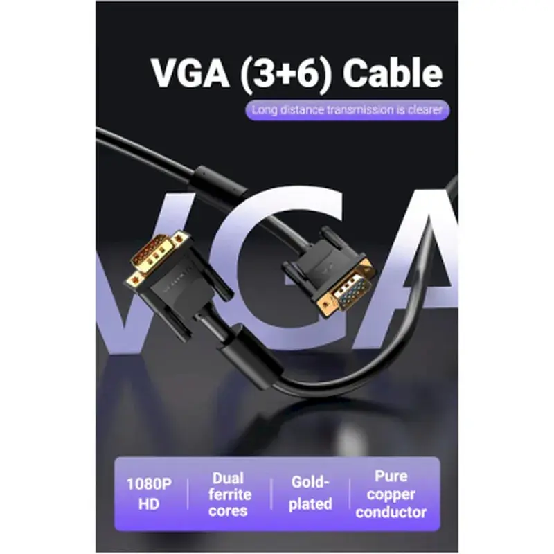 Кабель мультимедійний VGA M to VGA M 2.0m ferrite Vention (DAEBH) - фото 2