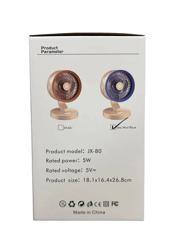 Портативний вентилятор SkeBerg JX-80 з LED-підсвічуванням • Настільний міні-вентилятор 5W для дому, офісу, поїздок і відпочинку - фото 4