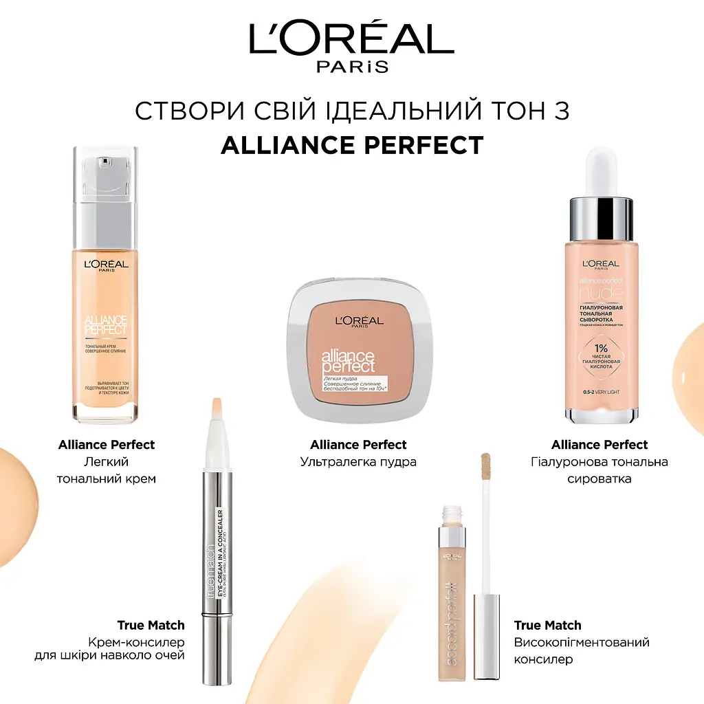 Гиалуроновая тональная сыворотка для лица L'Oreal Paris Alliance Perfect, тон 2-3 (бежевый), 30 мл - фото 3