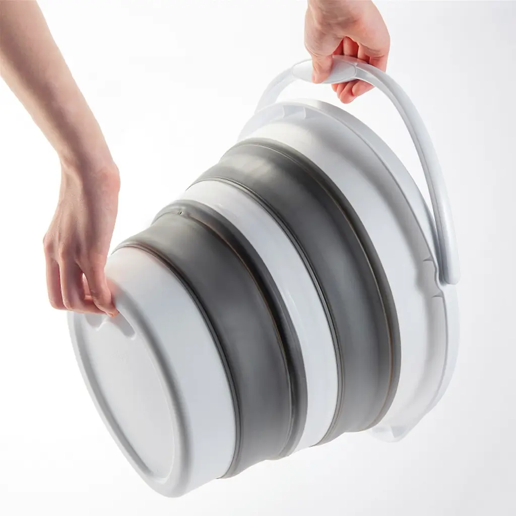 Ведро складное MBM My Home Bin-17 бело-серое 10 л (BIN-17 10L WHITE/GRAY) - фото 4