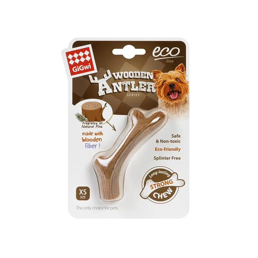 Игрушка для собак Рог жевательный GiGwi Wooden Antler дерево полимер XS - фото 2