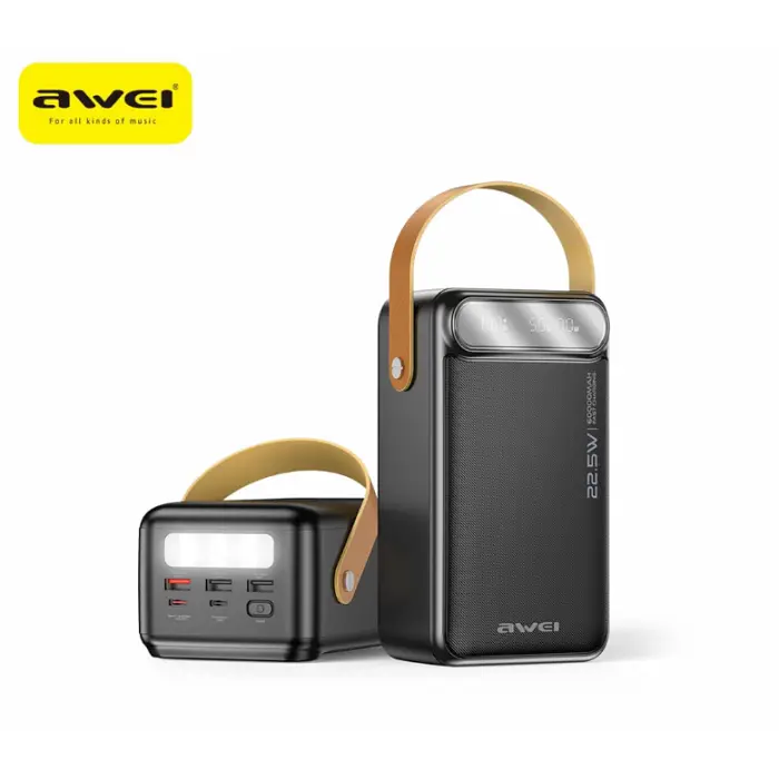 Зовнішній акумулятор Awei P101K 60000 mAh, Power Bank з швидкою зарядкою PD 22,5W, чорний - фото 3