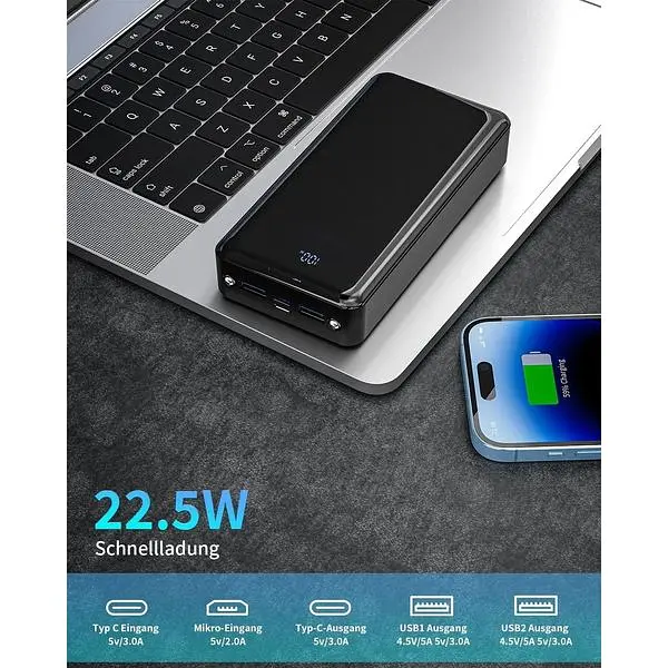 Портативний зарядний пристрій потужний 240000 мАг вихід і вхід USB C 22,5 Вт - фото 9