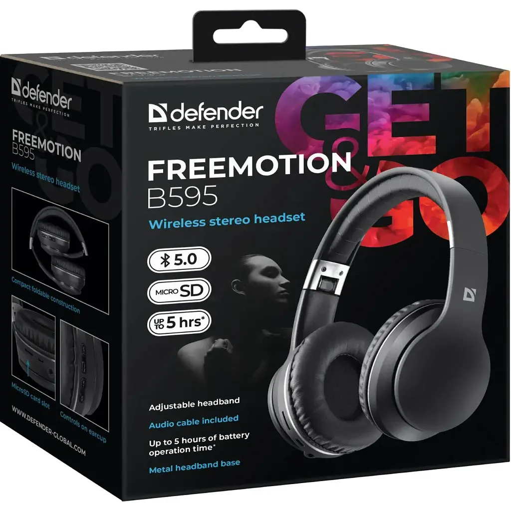 Навушники з мікрофоном Defender FreeMotion B595 Bluetooth чорні - фото 5