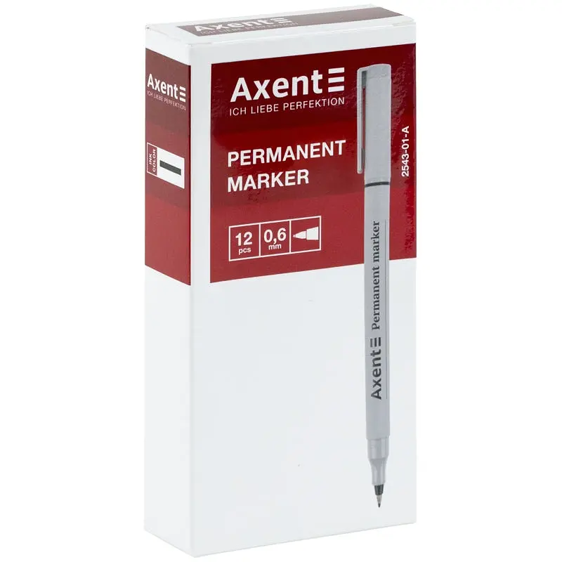 Набір маркерів Axent Permanent 2543-A 0.6 мм чорний 12 шт. (2543-01-A) - фото 2