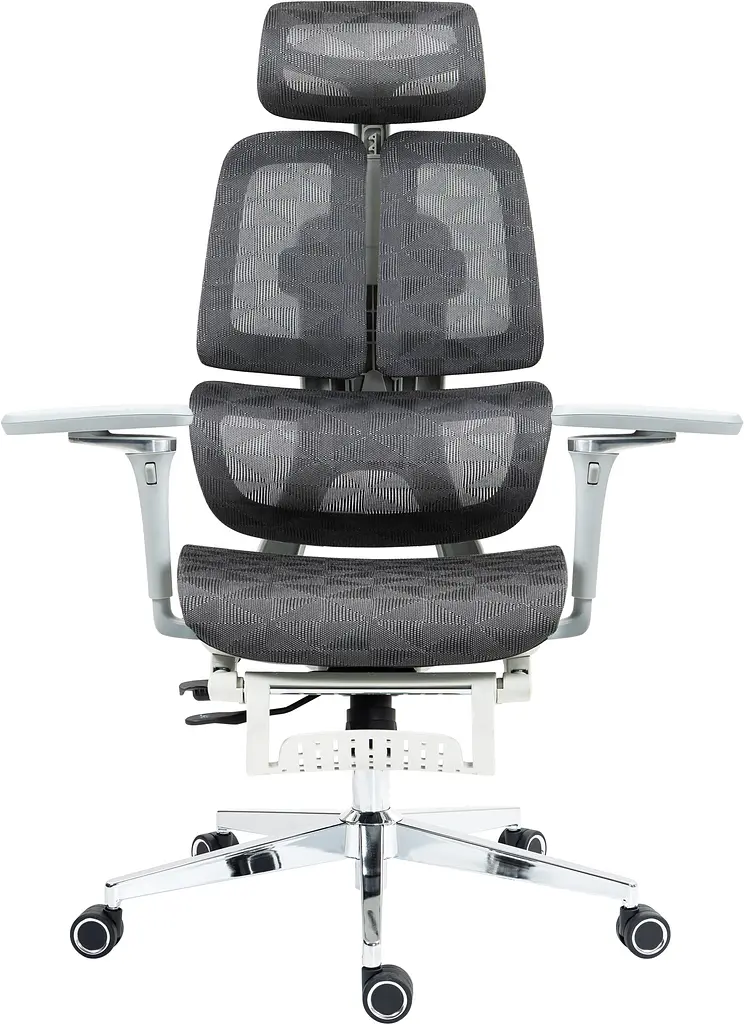 Офісне ергономічне крісло GT Racer B-2450 White/Gray - фото 4