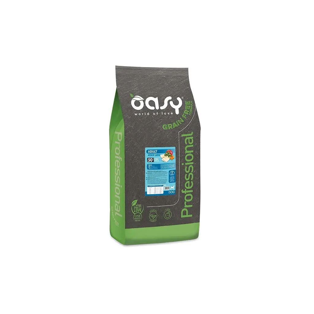 Сухий корм для собак Oasy Dog Grain Free Medium/Large риба з яблуком та бататом 18 кг (8053017349411)
