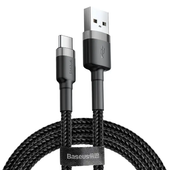 Кабель Baseus cafule Cable USB для Type-C 2A 2m сірий+чорний