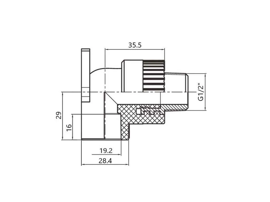 Кут Thermo Alliance 1/2" 90° d 20мм поліпропіленовий 1/2"З настінний, з кріпленням для поліпроп. труб (DSE501) - фото 2