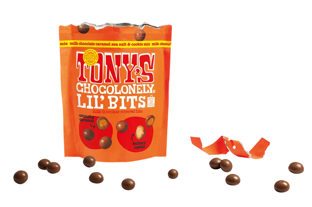 Драже Tony's Chocolonely Lil' Bits з карамеллю, морською сіллю та печивом 113г - фото 3