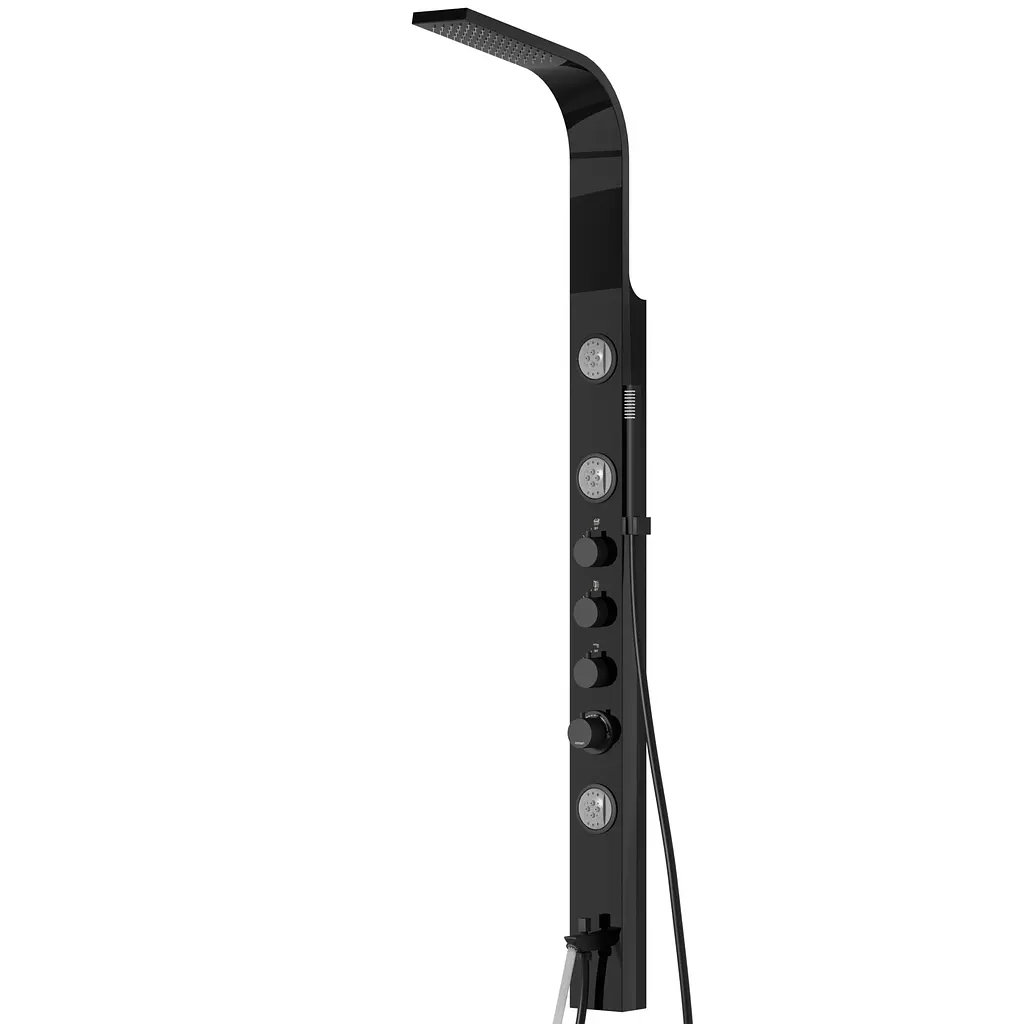 Душова панель Corsan Snake black LED з виливом S002MBLLEDW, Чорний матовий - фото 4