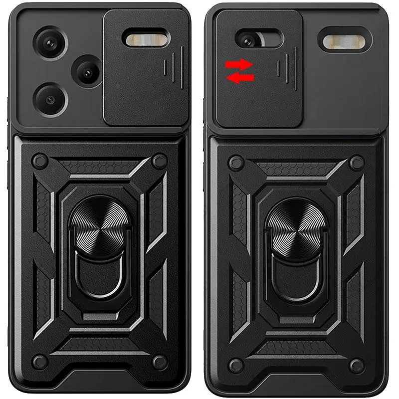 Чехол Ummi Camshield Serge Ring для Xiaomi Redmi Note 13 Pro+ Черный / Black - фото 2