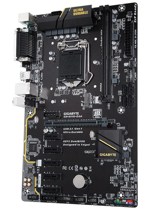 Материнська плата GIGABYTE H110-D3A (H110-D3A) (Socket 1151, Intel H110, ATX) Б/в - фото 2