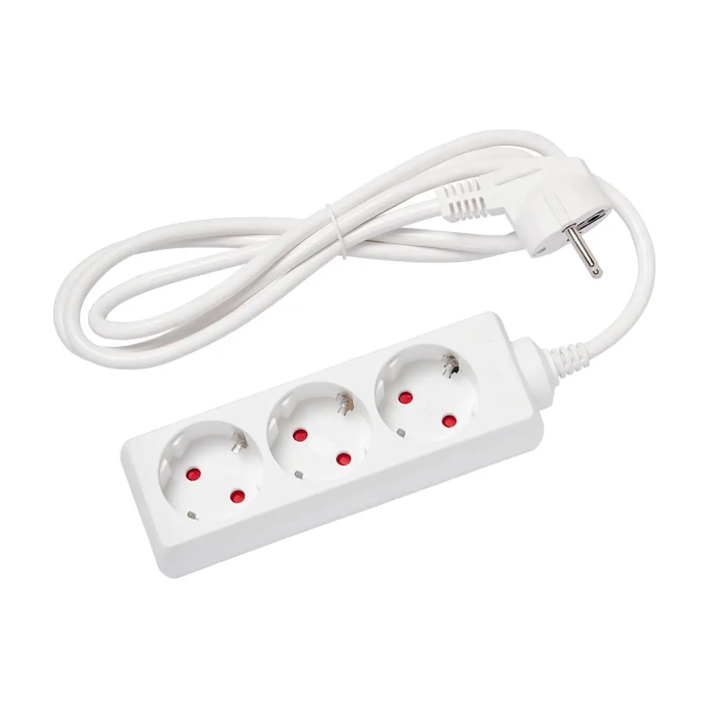 Мережевий подовжувач Delux G3J 1.5м, 3 роз. з заземленням white (90021621)