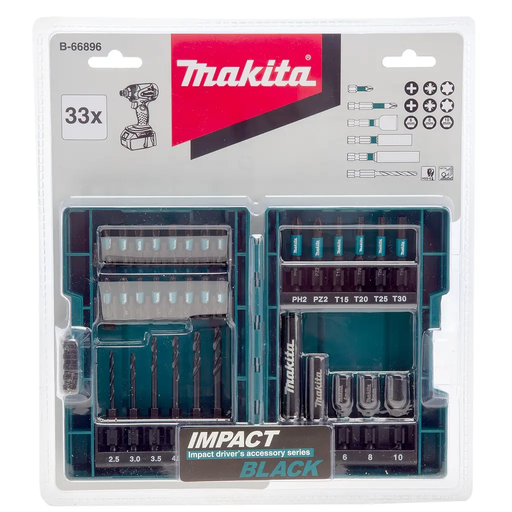 Набір біт та свердл (33 предметів) Makita Impact Black B-66896 - фото 7