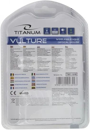 Миша Esperanza Titanum TM116R Vulture Wireless black red - фото 4