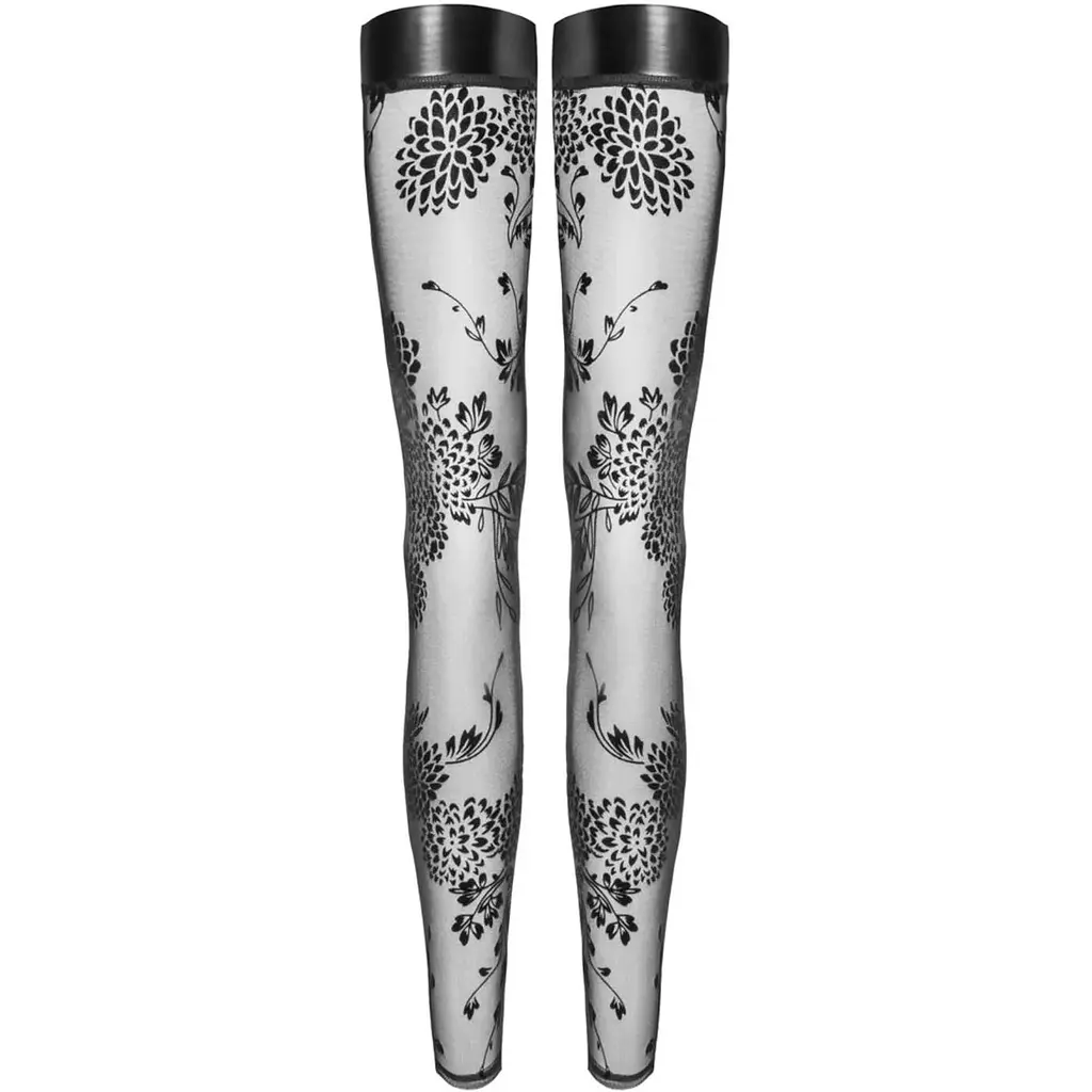 Панчохи Noir Handmade F243 Tulle stockings With patterned fLock embroidery - M - фото 4