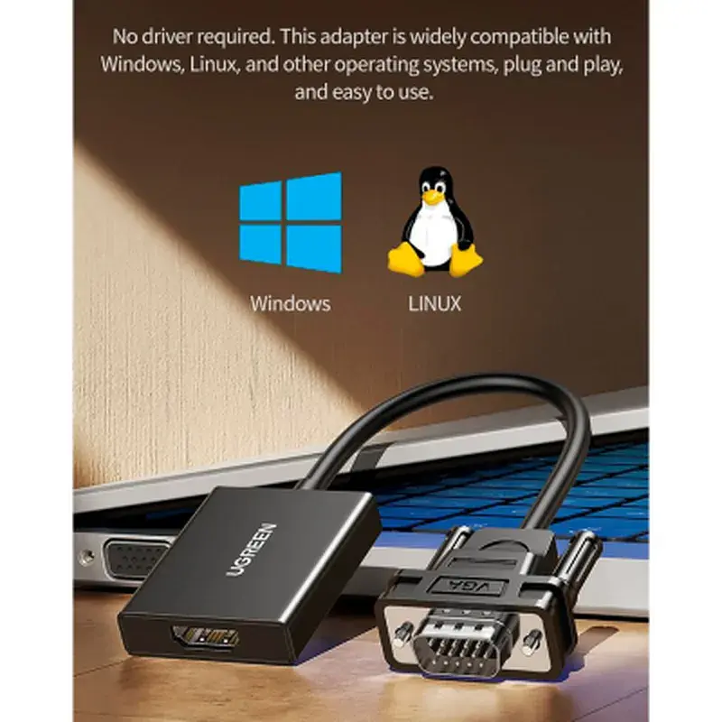 Перехідник VGA M to HDMI F CM513 black Ugreen (50945) - фото 6