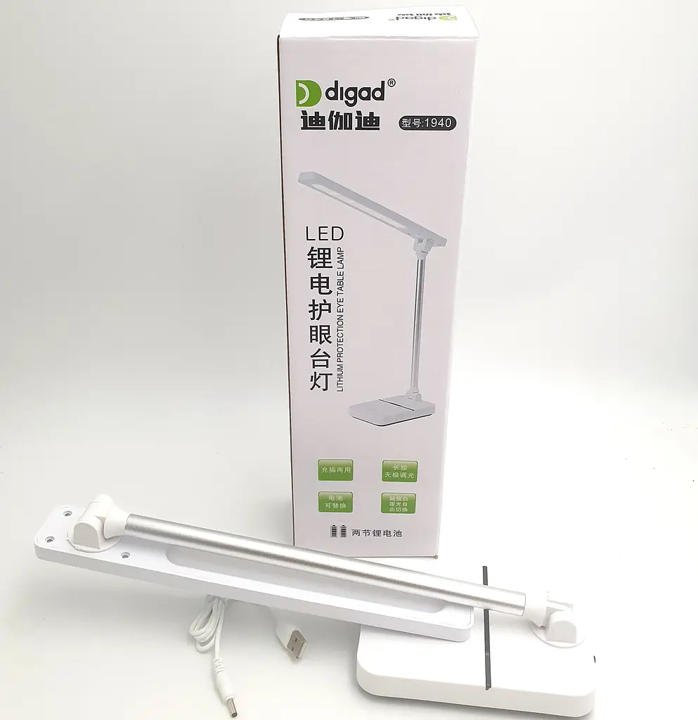 Настільна LED-лампа 40 см сенсорна світлодіодна 4 W акумуляторна (знімні 2 × 18650 6000 mAh) 3000–6000 K Digad 1940 - фото 9