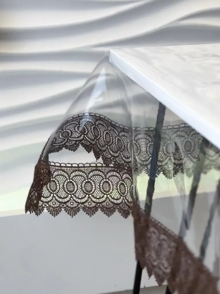 Силіконова скатертина з коричневим мереживом 7 см 170х120 см - фото 6