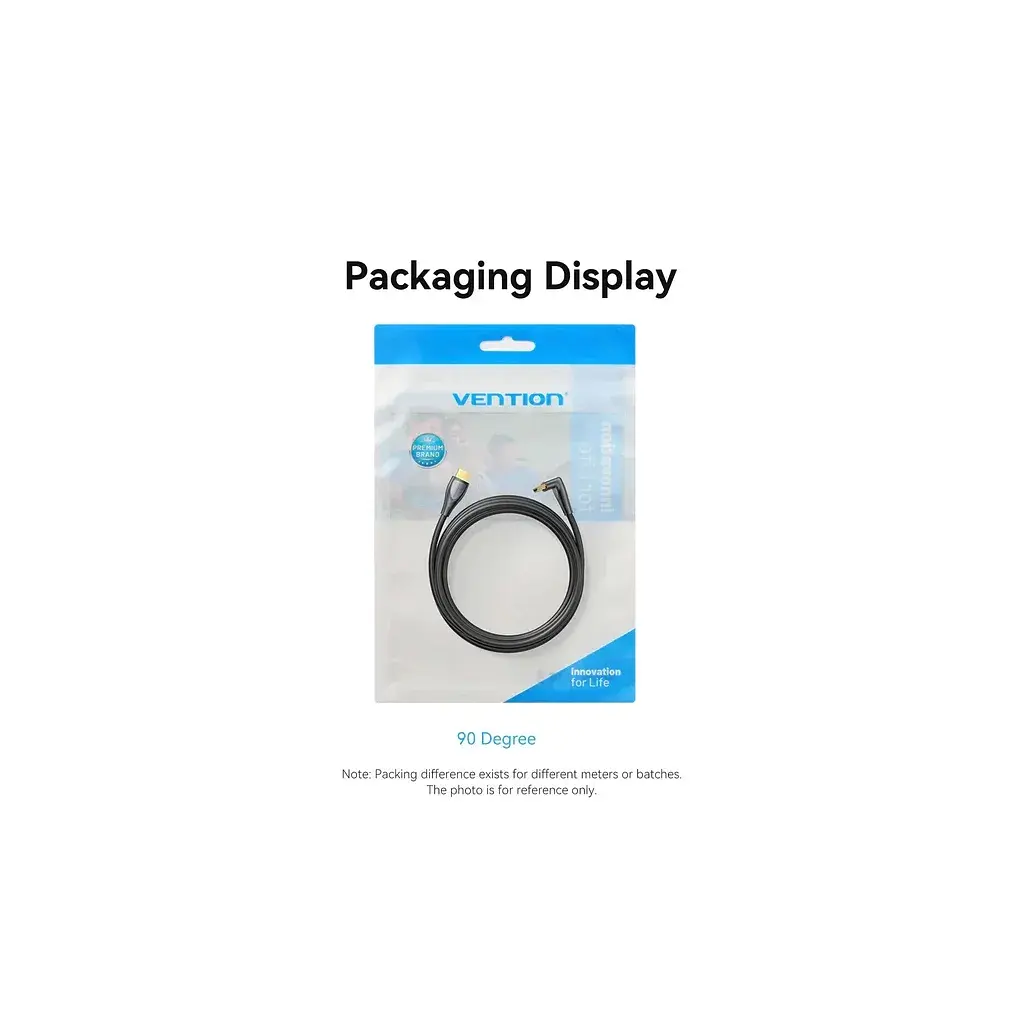 Кабель мультимедійний HDMI M to HDMI M 2.0m 4K60Hz 90° corner black Vention (ALRBH) - фото 3
