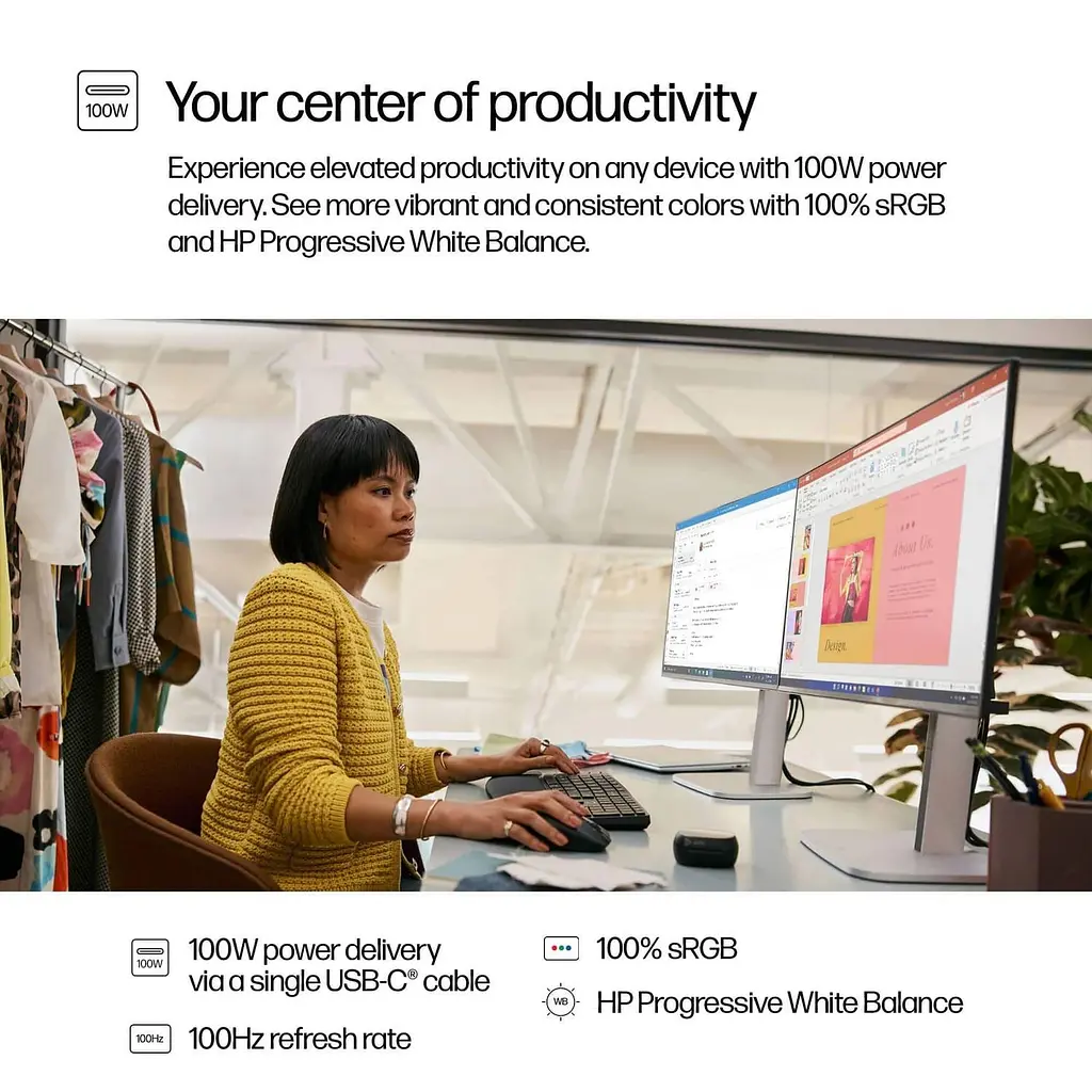 Монитор 23.8" HP S5 Pro 524pu FHD IPS 100Hz (9D9V7AA) - фото 7