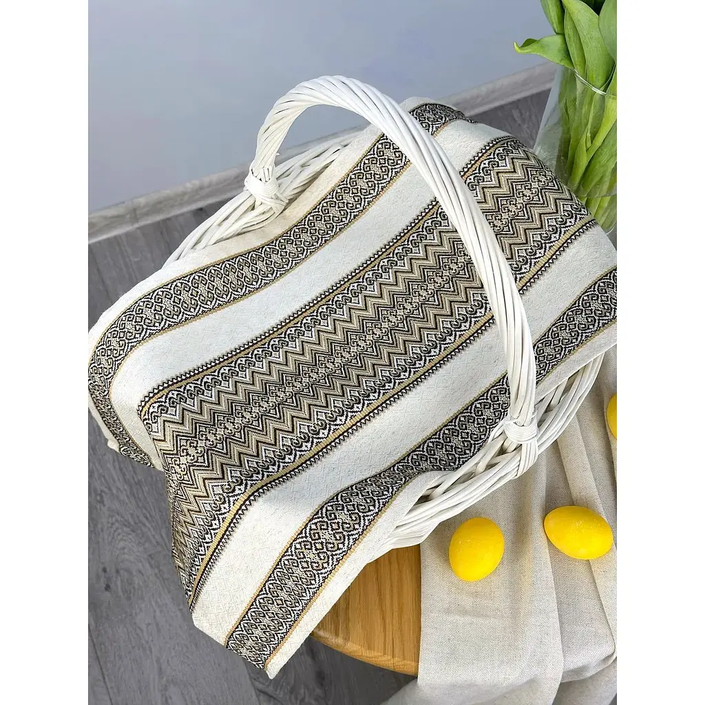 Пасхальное полотенце льняное для корзины Луч 70х45 см Коричневый - фото 2