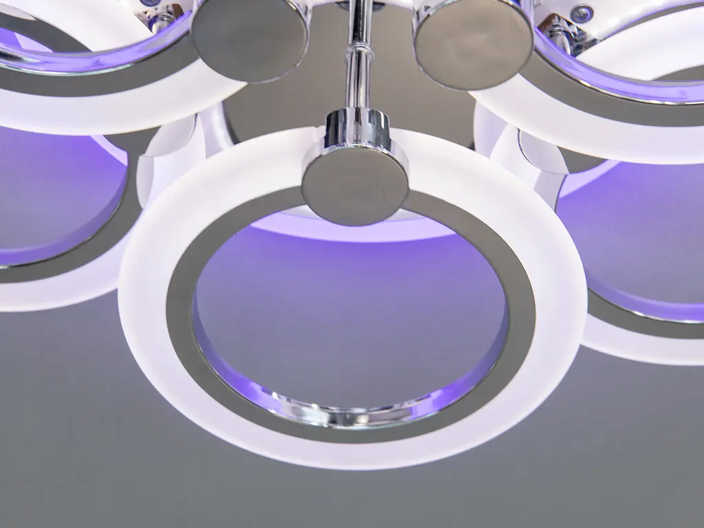 Люстра стельова LED Diasha A8022/3+3HR, 85W, 3200K-6000K, хром, сучасний стиль для дому - фото 5