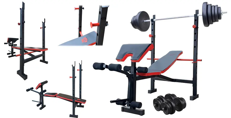 Лавка для жиму RN-Sport ReadMeBlack Штанга 83 кг гриф W гантелі - фото 2