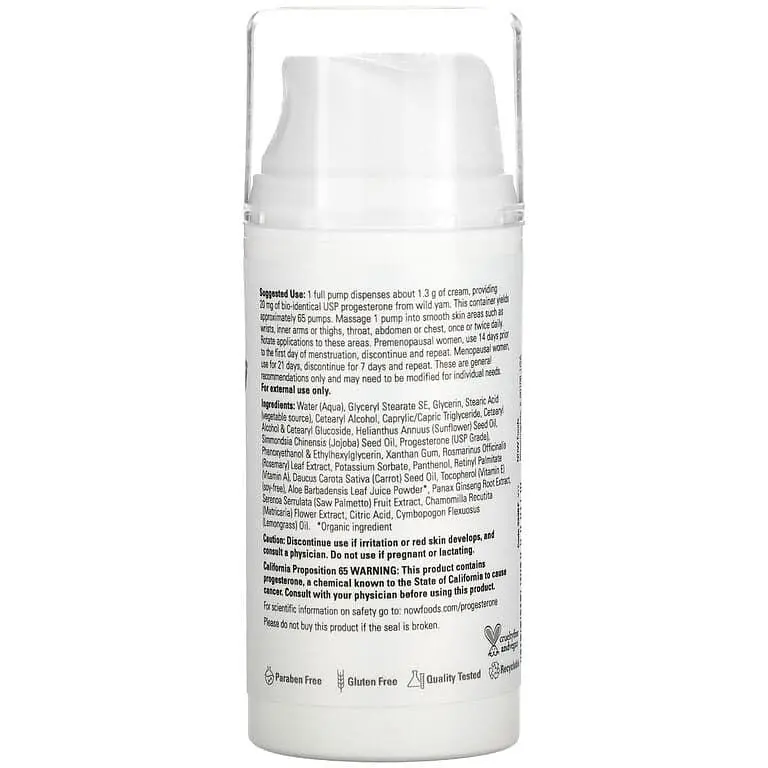 Крем для тіла Now Foods Solutions Cream Progesterone з прогестероном 85 г - фото 2