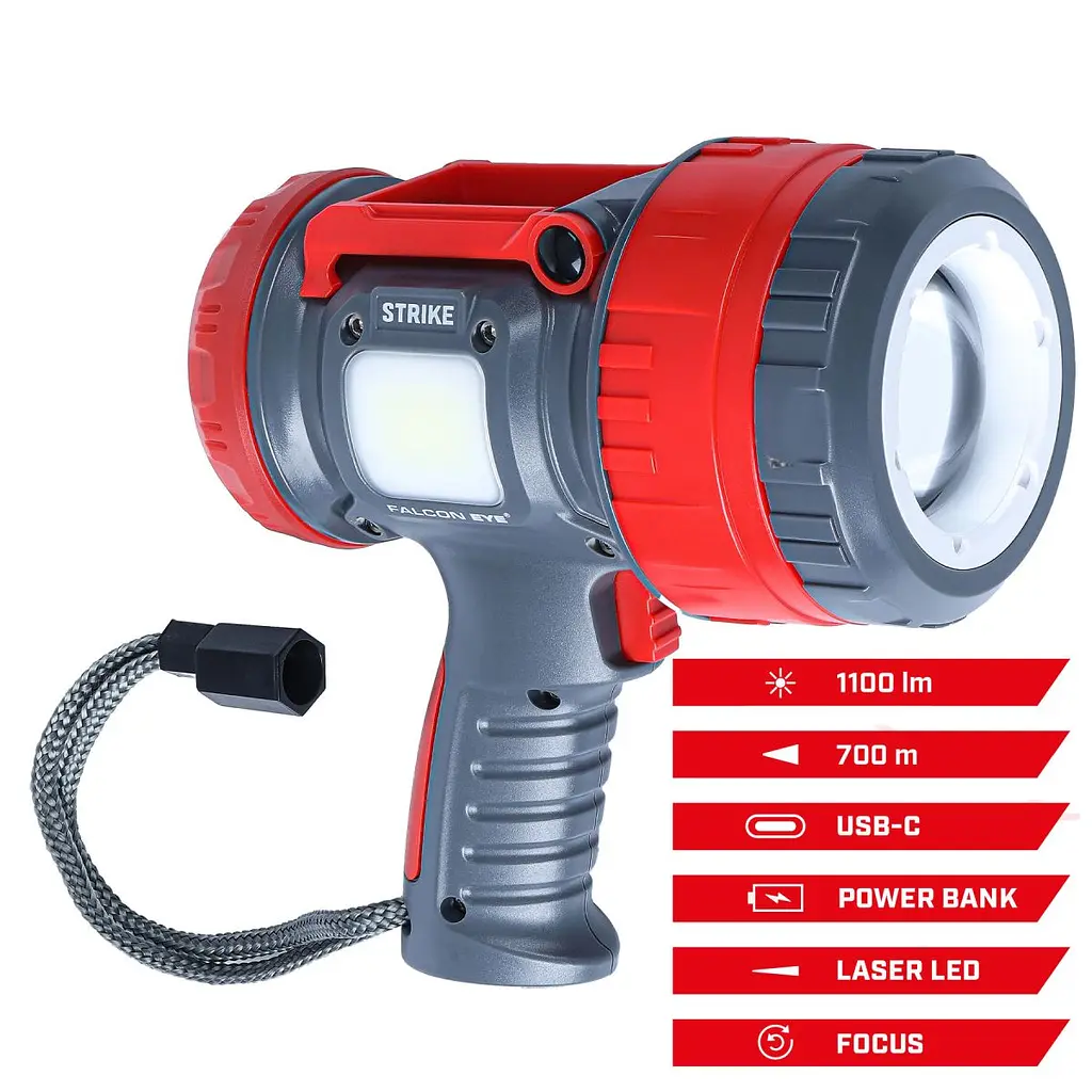 Ліхтар пошуковий Falcon Eye Strike (1100 Lm) Powerbank Focus Rechargeable Type-C (FSL0013) - фото 4