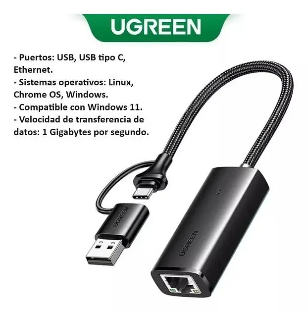 Адаптер для сетевого кабеля UGREEN CM650 USB C+USB A to RJ45 Gigabit Ethernet Adapter 1000Mbps для MacBook Pro - фото 4