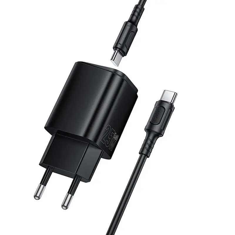СЗУ Borofone BAS84A Star PD25W (1USB-C) + кабель Type-C to Type-C Black - фото 5