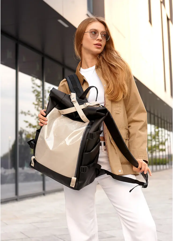 Жіночий рюкзак Sambag RollTop Hacking чорно-сірий 41 x 30 x 16 см (24460130) - фото 7