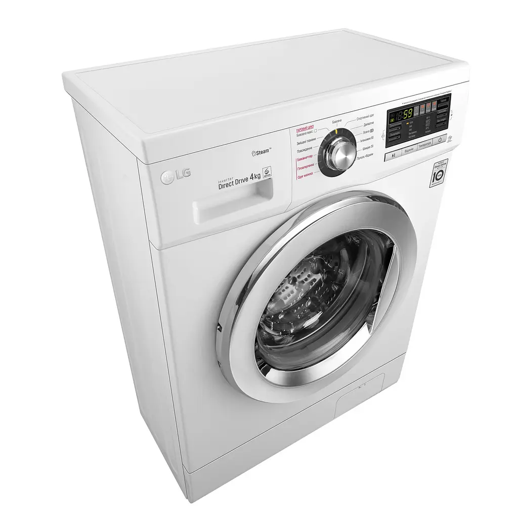 Пральна машина LG з фронтальним завантаженням F1096SDS3, 4кг, 1000, A++, Пар, глибина 36см, Дисплей, Інвертор, Білий (F1096SDS3) - фото 8