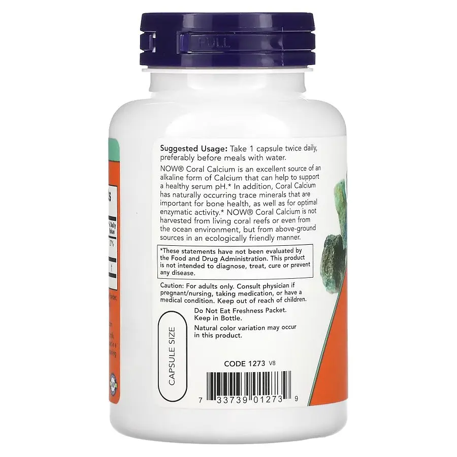 Вітаміни та мінерали NOW Coral Calcium 1000 mg, 100 вегакапсул - фото 3