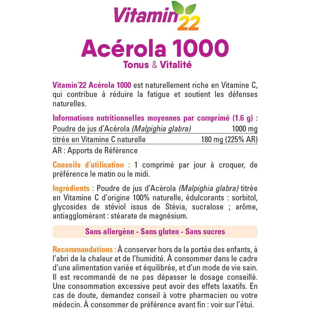 Ацерола Vitamin'22 1000 мг 24 жувальних таблетки - фото 4