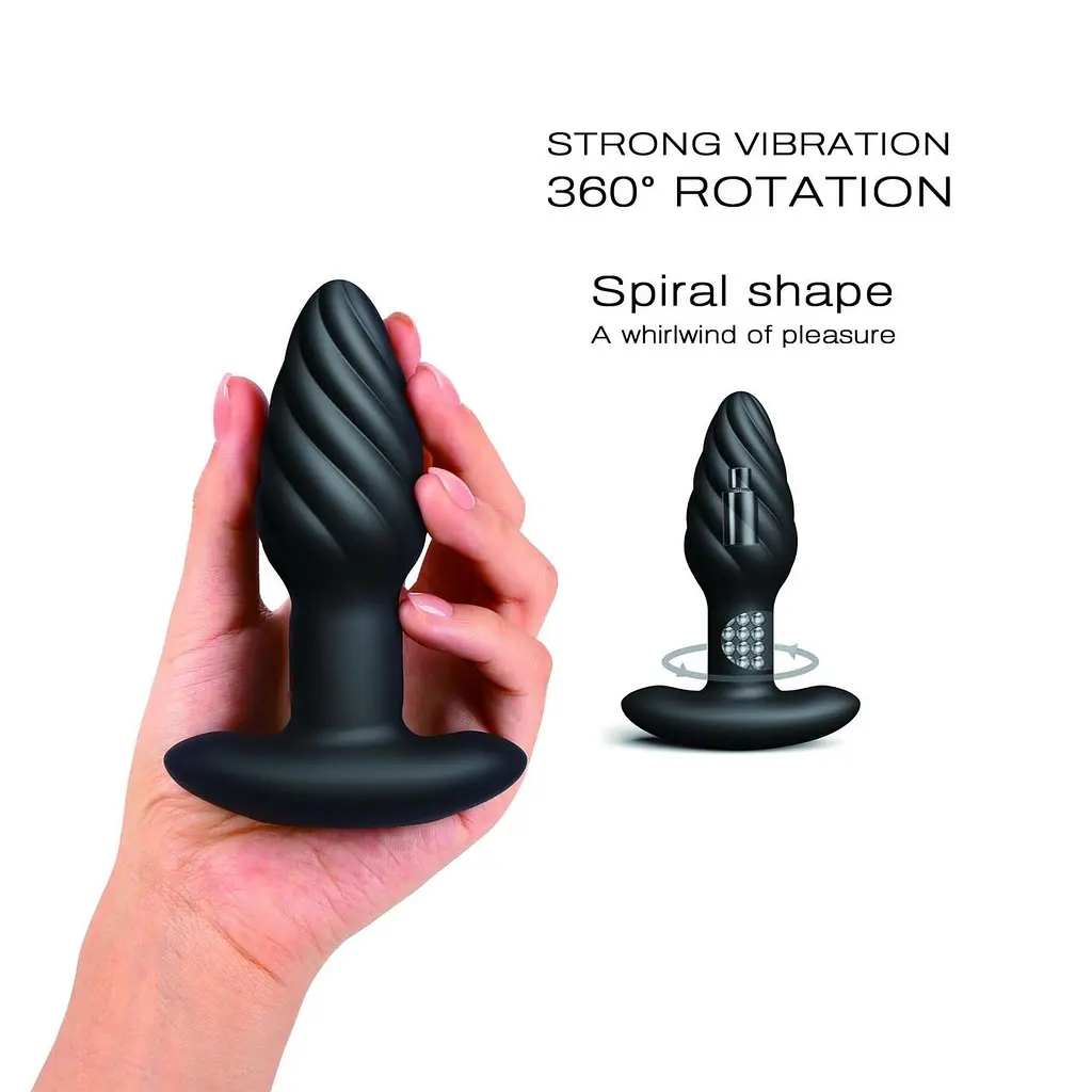 Анальна пробка Dorcel SPIN PLUG з вібрацією та обертанням, USB, пульт ДК, водонепроникна IPX7 - фото 3