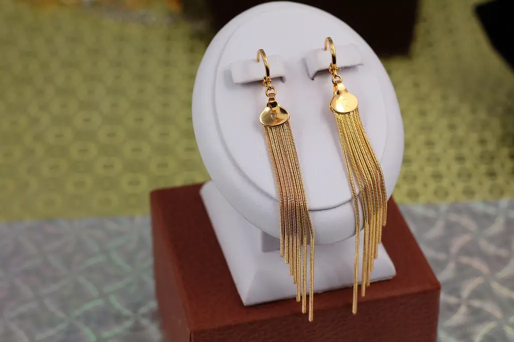 Сережки Xuping Jewelry підвіски позначки 9.5 см золотисті - фото 2