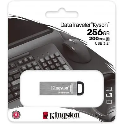 USB флеш накопичувач Kingston 256GB DT Kyson Silver/Black USB 3.2 (DTKN/256GB) - фото 4