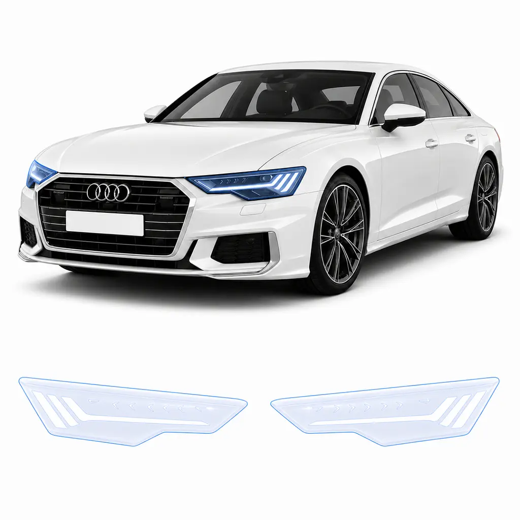 Антигравійна захисна бронеплівка за лекалами для Audi A7 C8 facelift 2023-2025 - оптика (фари та ПТФ)