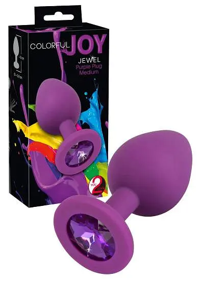 Анальна пробка з кристалом Colorful Joy Jewel Medium 8 см (фіолетовий) - фото 5