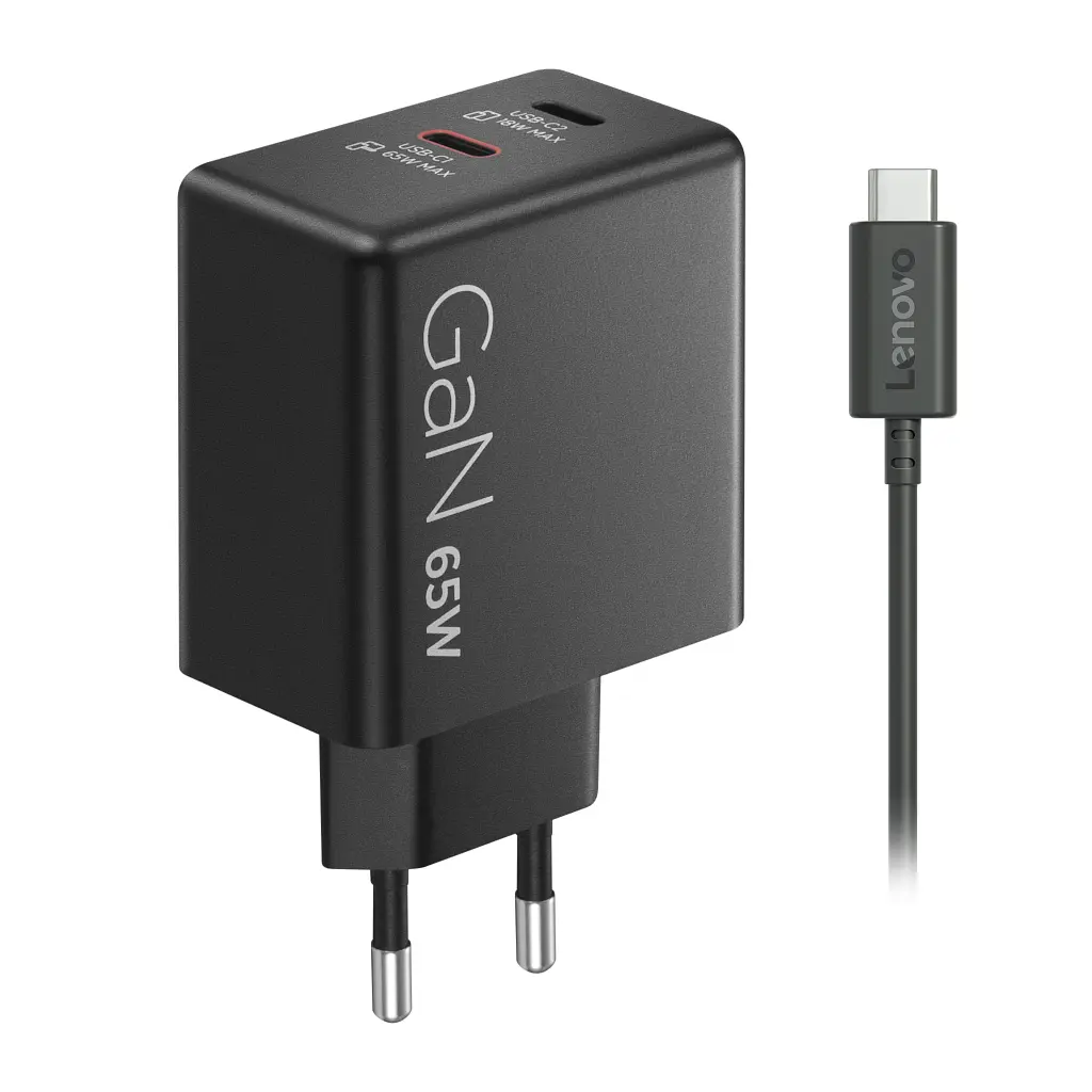 Блок живлення до ноутбуку Lenovo Dual USB-C 65W GaN Charger (40AW065BEU)