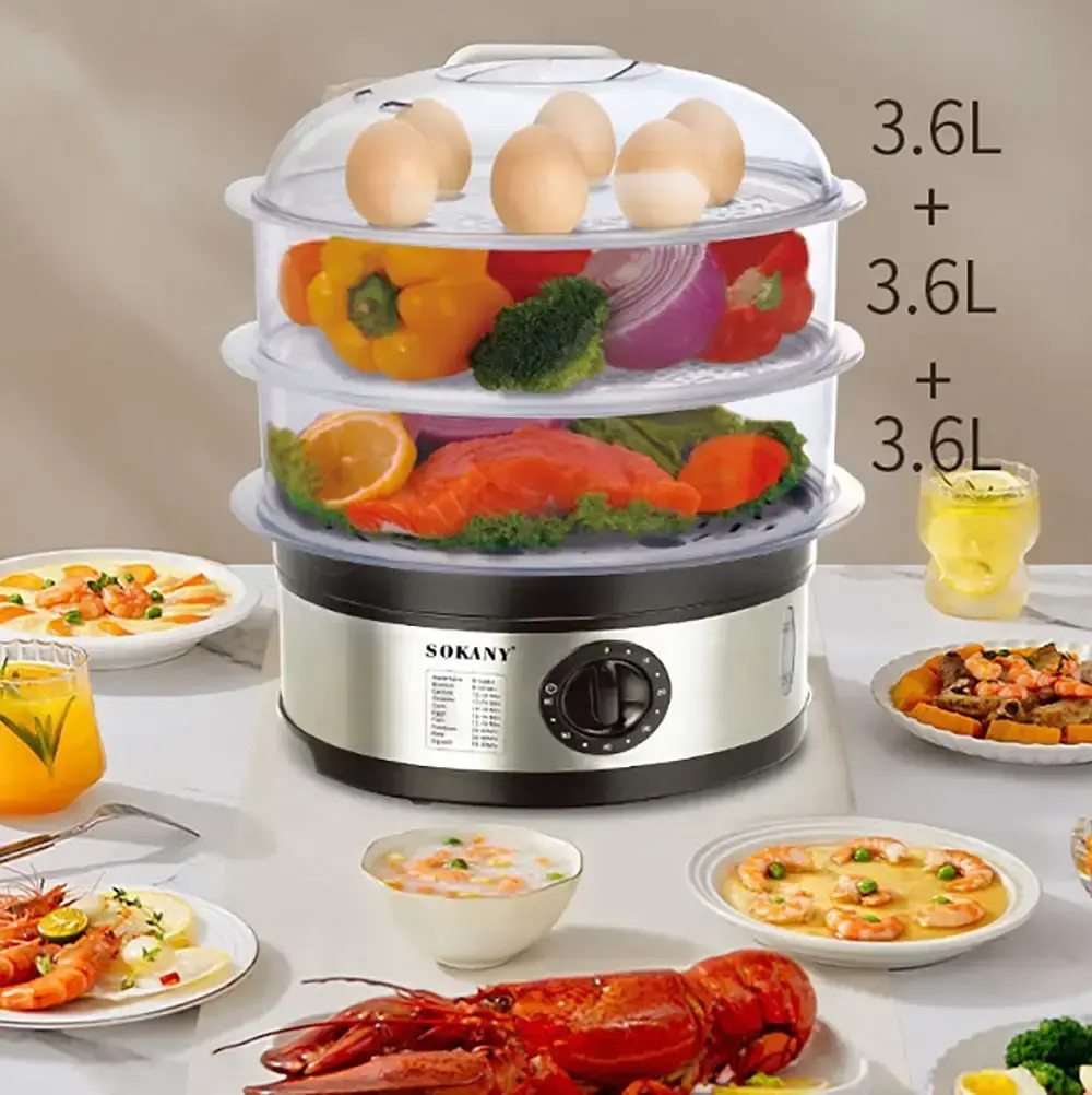 Електрична пароварка Jeep 3-рівнева 650 Вт, 11 л, Sokany SK-07018/Мантоварка електрична/Електропароварка - фото 6