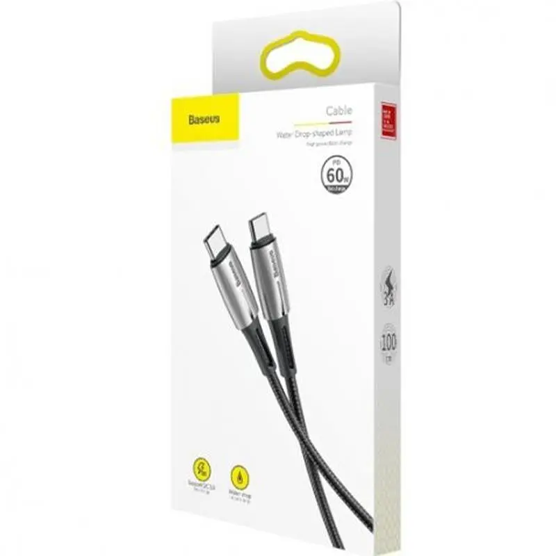 Кабель Baseus Water Drop-Shaped Lamp Cable Type-C to Type-C 1m CATSD-J01 Black - фото 2