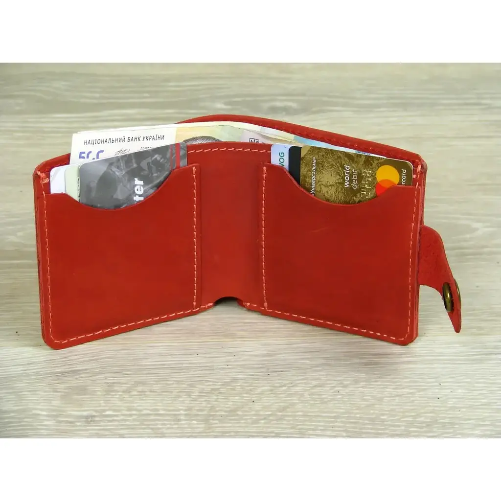 Кошелек женский портмоне GS кожаный красный - фото 4