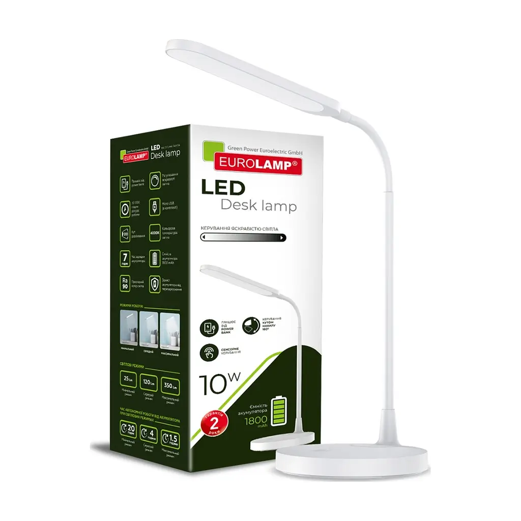 Настільна лампа Eurolamp LED 10W 350lm 4000K 1800mAh (LED-TLB-10W(white)) - фото 2