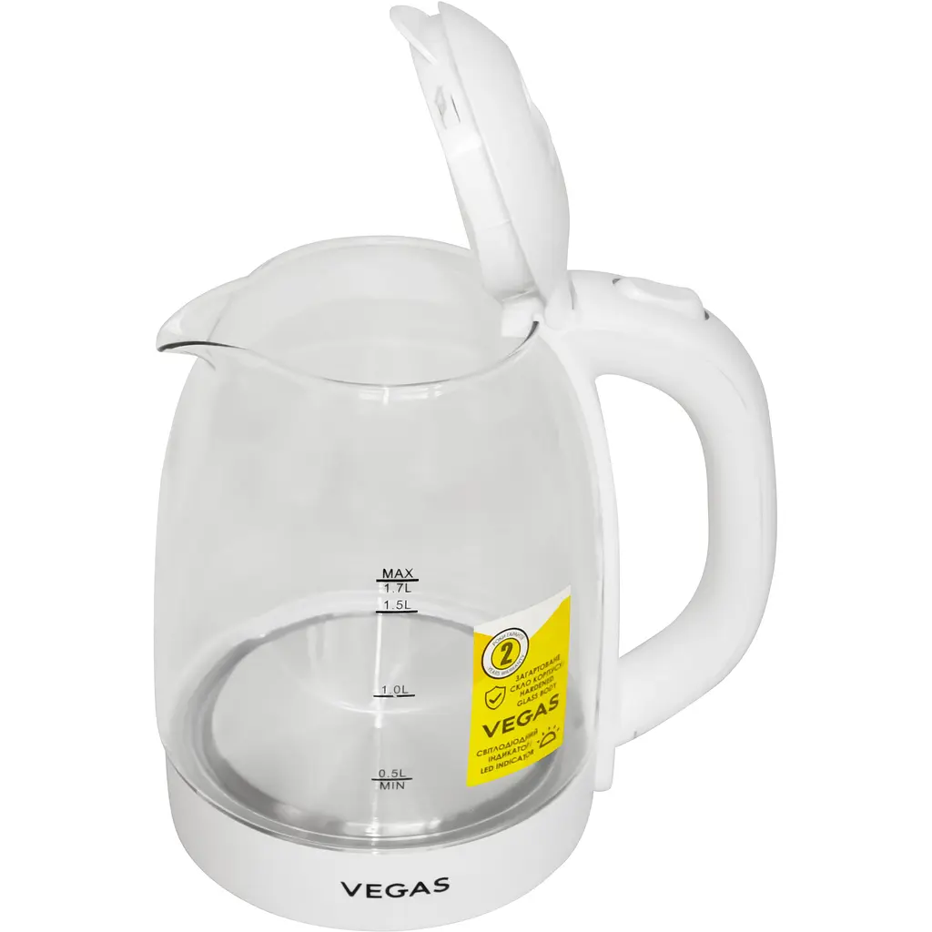 Чайник електричний Vegas VEK-0038W 2200Вт 1.7 л білий (VEK-0038W) - фото 2