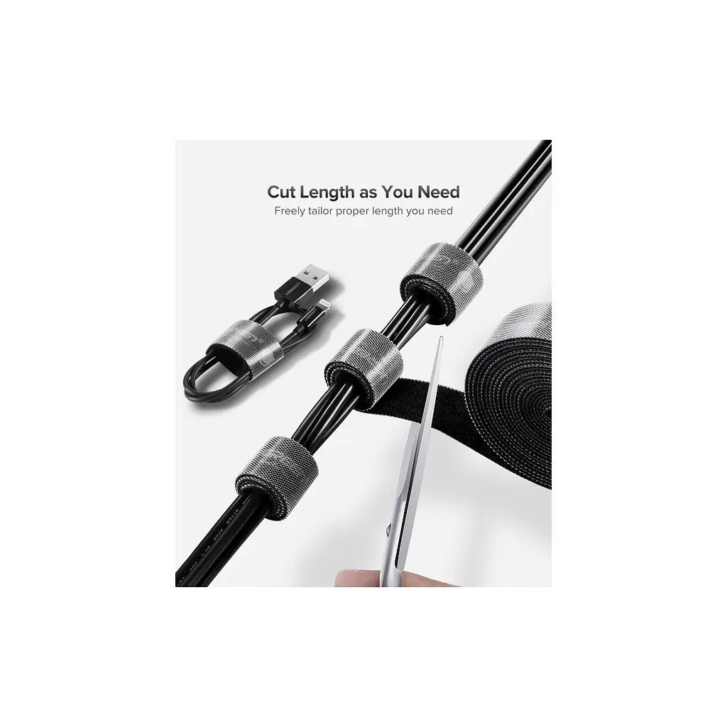 Набір для кріплення стрічка-липучка LP124 20mm Cable Tie Band 5m Black Ugreen (40356) - фото 3